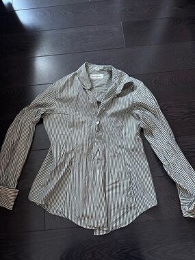 Banana Republic Black and White Striped Dress Shirt